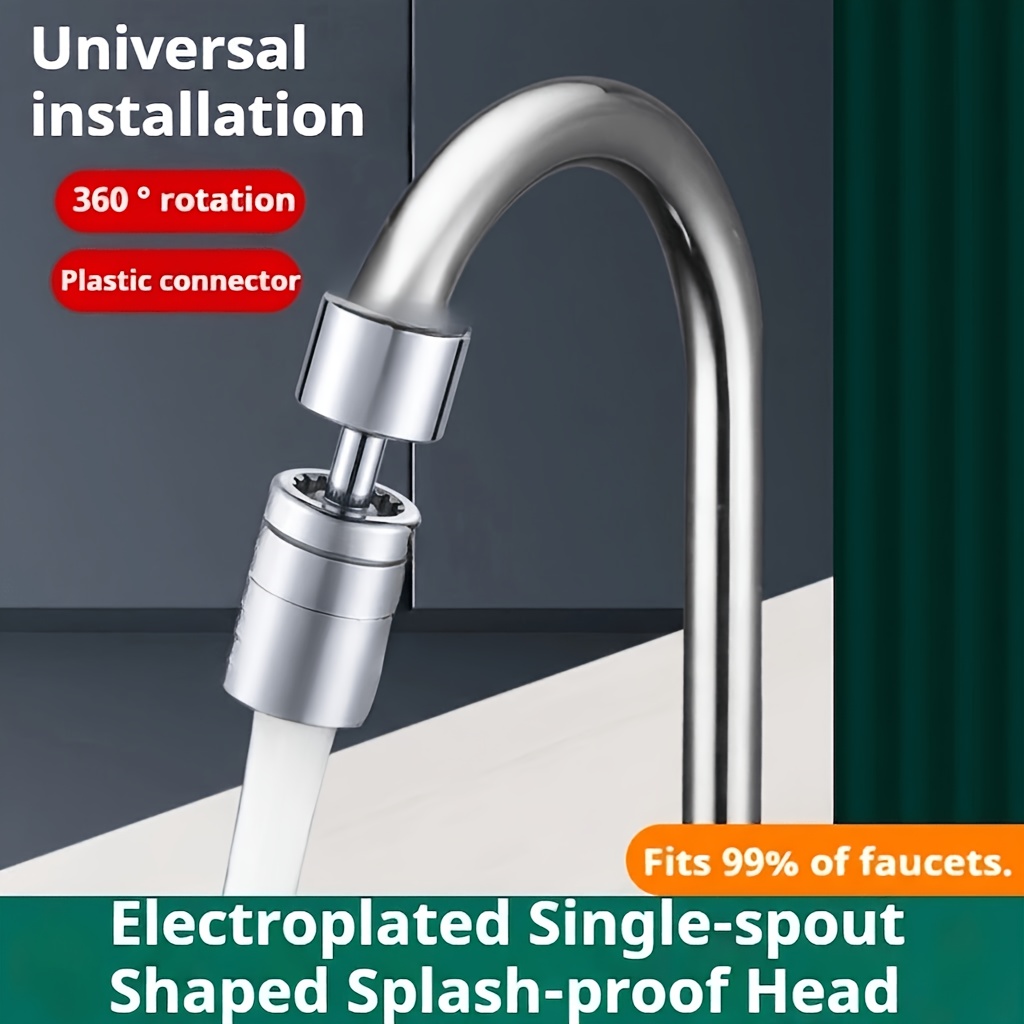 TEMU 1 360-degree Rotating Kitchen And Bathroom Faucet Aerator, Washbasin Accessory, With 2 Water Flow Output , Faucet Extension Device,