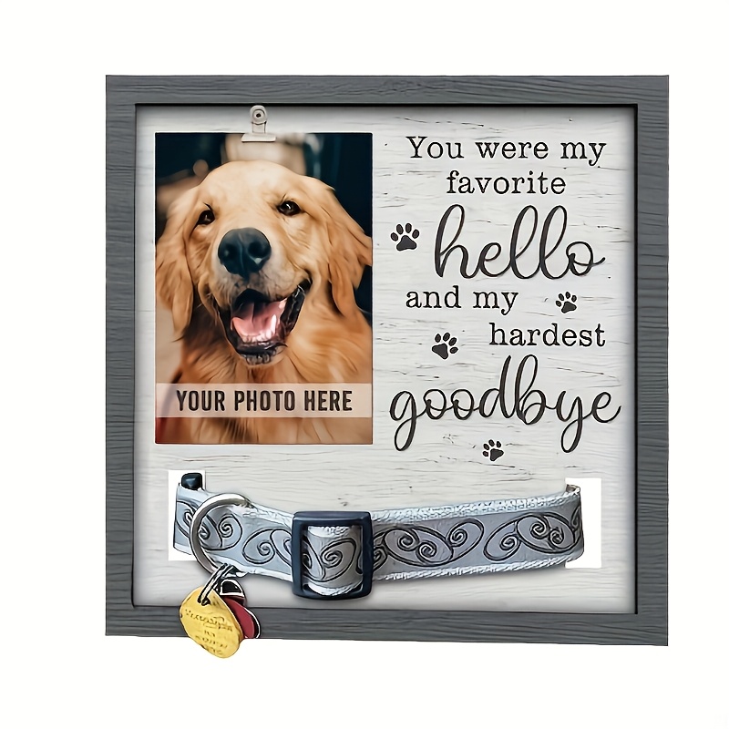 

Wooden Dog Memorial Photo Frame, Can Put Collar, Commemorative Pet Supplies