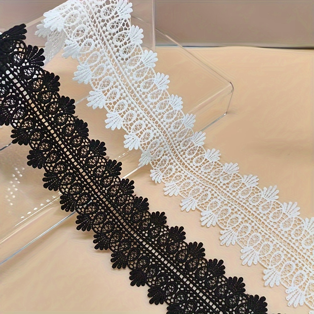 7 5cm wide double sided floral lace trim black
