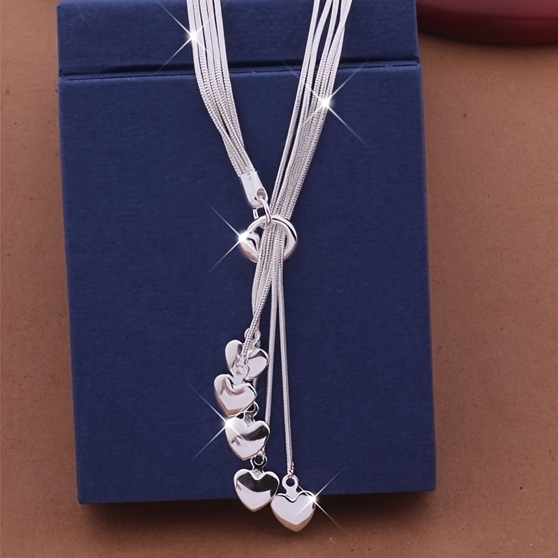 

Stylish Sterling Silver Plated Tassel Heart Pendant Necklaces Bracelets Sweet Cool Elegant Necklace Fashion Aesthetic Jewelry