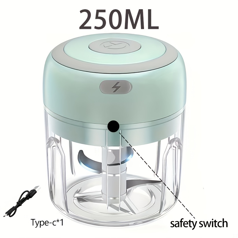 TEMU Electric Garlic Chopper, 250ml Capacity, Portable Usb Rechargeable Chopper, Quickly , For Chopping Onion, Chili, Celery, Suitable For The