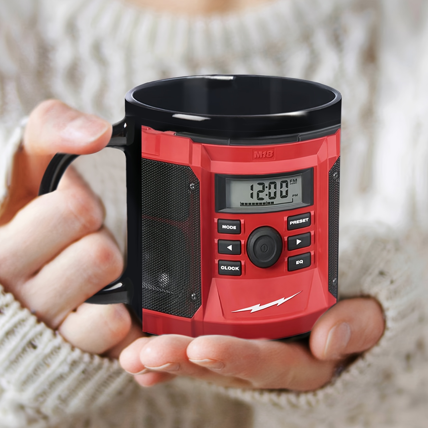 1pc 11oz Black Ceramic Coffee Mug with Red Digital Display & Speaker - Reusable, Hand Wash Only, Ideal Gift for Father'S & Mother'S Day, Home Kitchen Decor & Coffee Bar Accessory, Coffee Bar Accessory | Modern Mug Design | Durable Ceramic, Coffee Bar Accessories