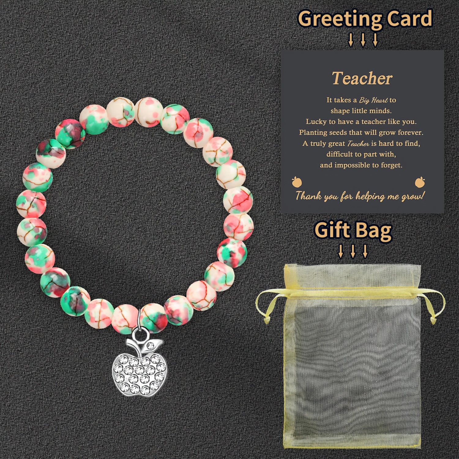 TEMU 1pc Valentine's Day, Easter Gifts Bracelets For Teacher, Thanks You Teacher Gift, Graduation Present Gift For Teachers, Back To School Gifts,