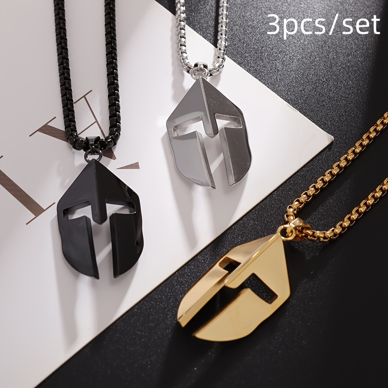 

3pcs/set Charm Spartan Helmet Pendant Necklace For Men Women Couple Necklace Pendant Rapper Stainless Steel Hip Hop Jewelry