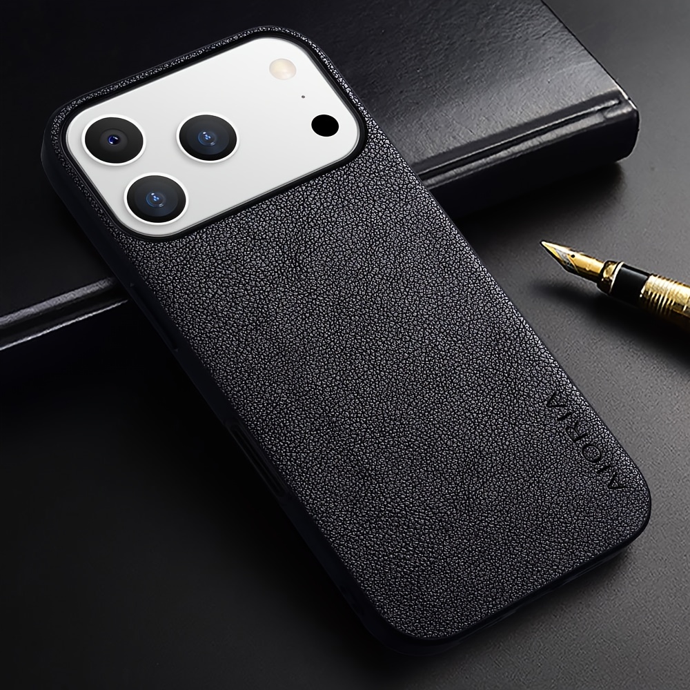 TEMU Phone Case - Premium Faux Leather Phone Cover Retro Design Full Protective Case For Iphone 17 Pro Max 17e For Iphone Air Case