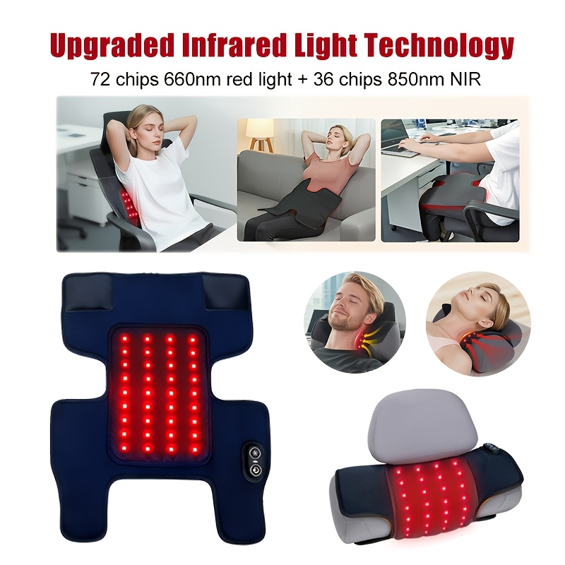 Red Light Wellness Neck Pillow | 660nm & 850nm Wavelengths, Portable Cordless Design for Neck & Shoulder Comfort, USB Powered, Rechargeable Battery.