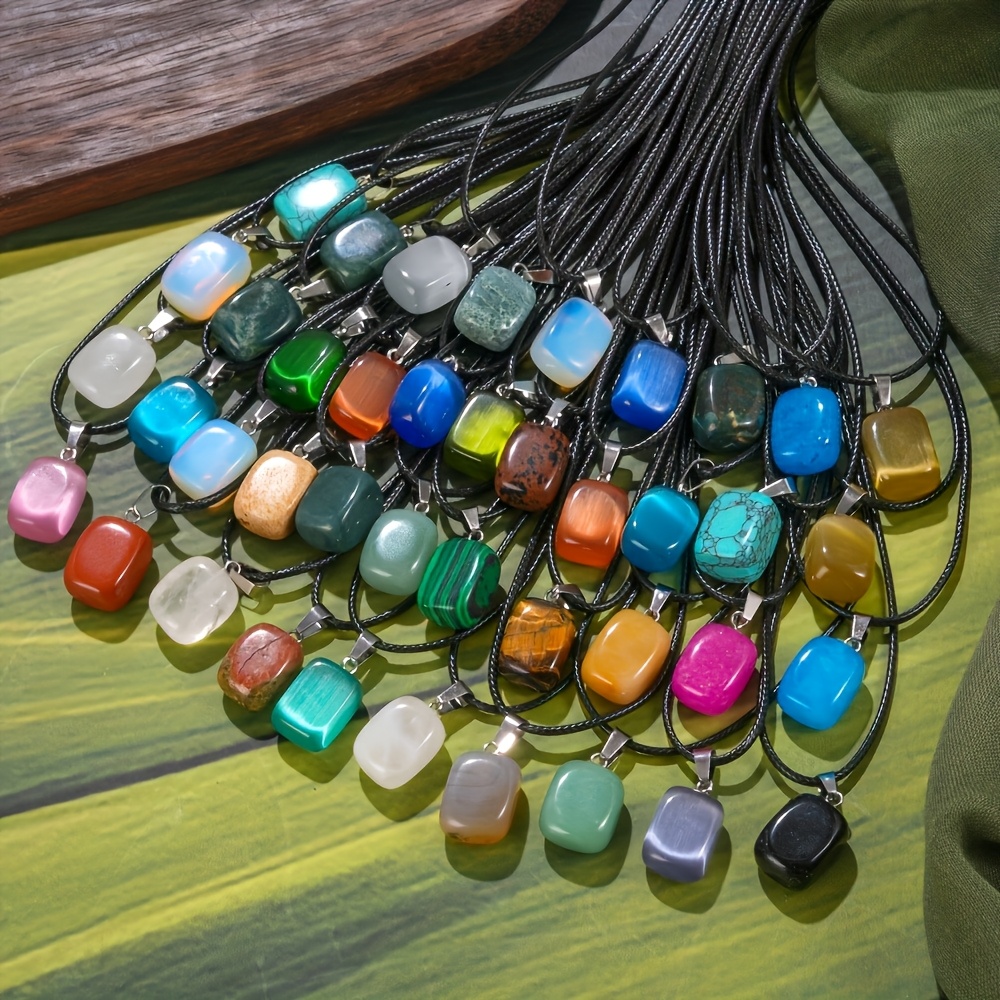 7pc Irregular Natural Gemstone Pendant Necklace Set