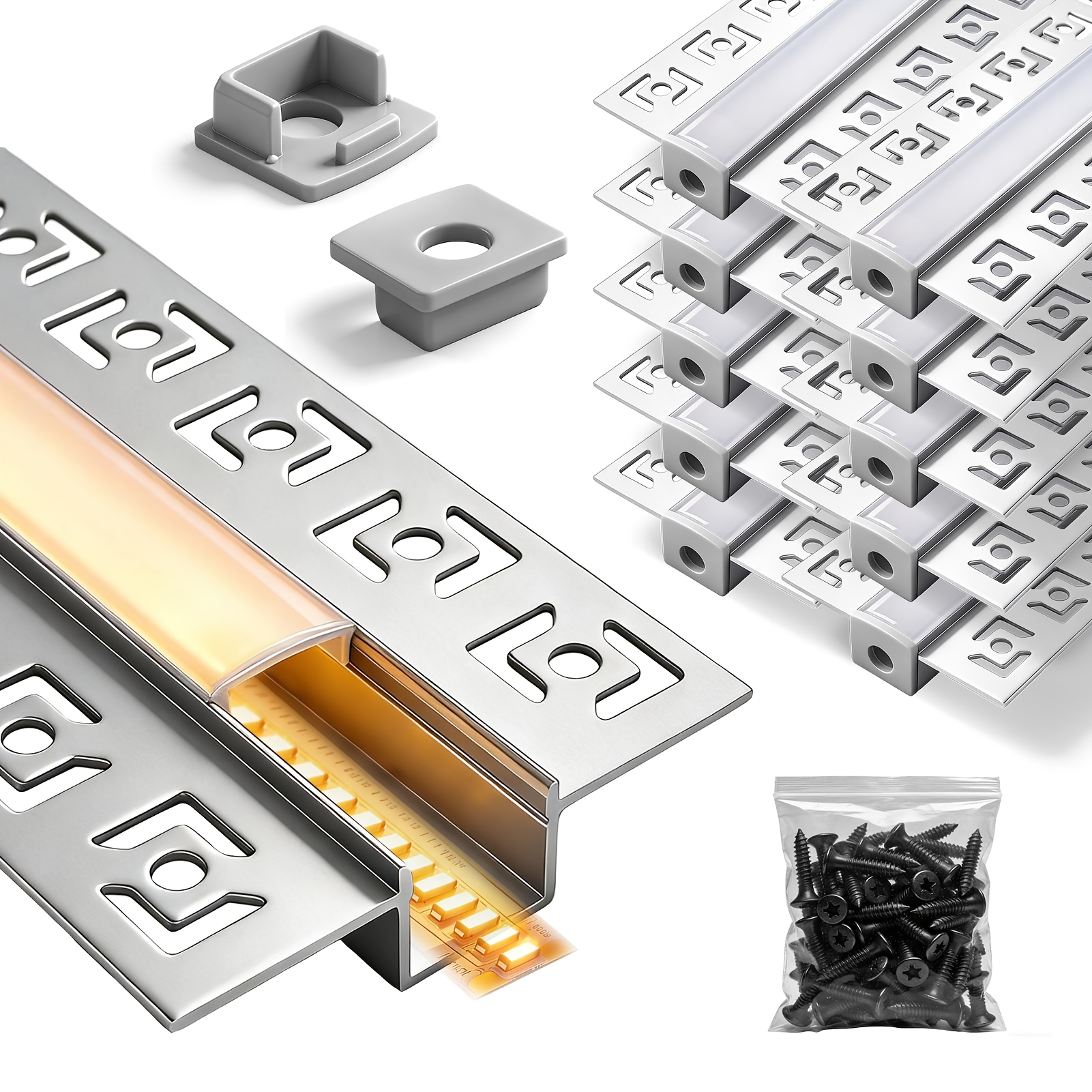 Image of 100cm Aluminum Channel Led Strip Light Holder Cover | Mounting Clips System For Led Strip Light Bar Cabinet Lamp (without Light Strip), Led Diffuser Channel, Led Aluminum Channel