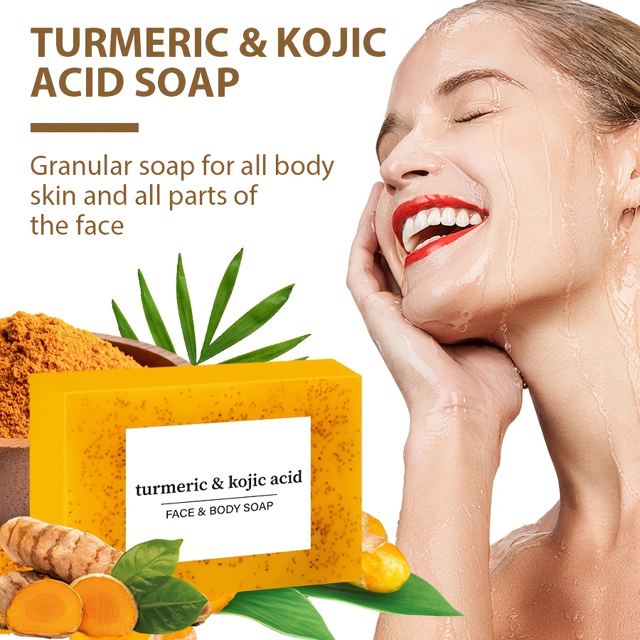 5 pack unisex adult turmeric kojic acid each moisturizing deep cleansing bar for types alcohol free with natural scent for face body details 2