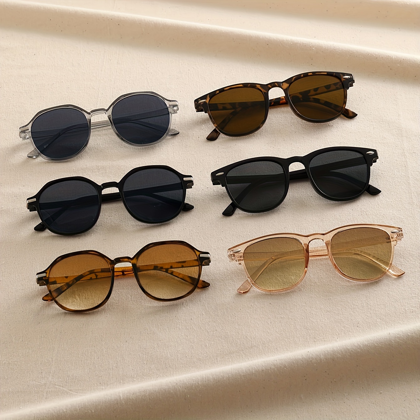 

6pcs Oval Fashion For Women Men Retro Gradient Sun Shades For Travel Beach Party Fashion Glasses