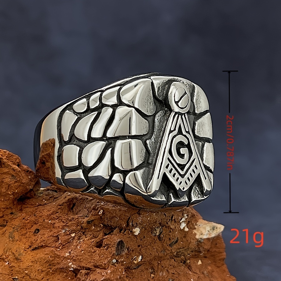 Vintage Masonic Ring for Men Stainless Steel
