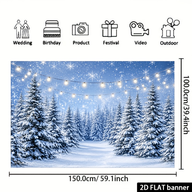 Winter Snowy Forest-Themed Backdrop Featuring Falling Snowflakes