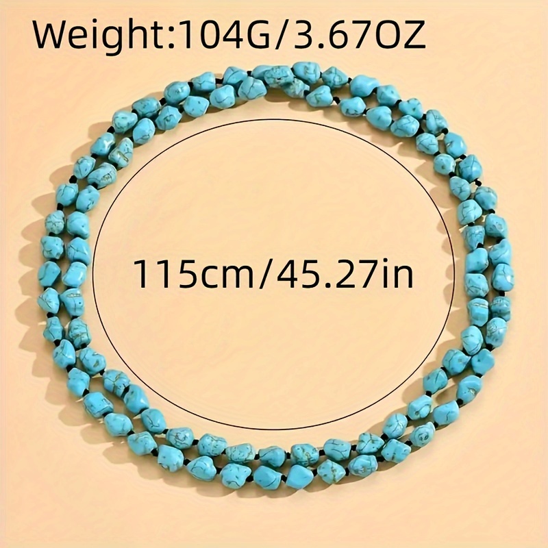 Turquoise Double Layer Statement Necklace, Bohemian Style