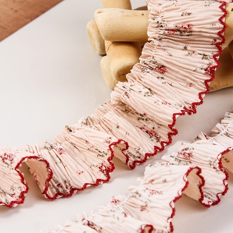 Image of 1yard Chiffon Bud Edge Small Floral Folds Lace Lace Lace 4.5cm Accessory Clothing Hem Decoration