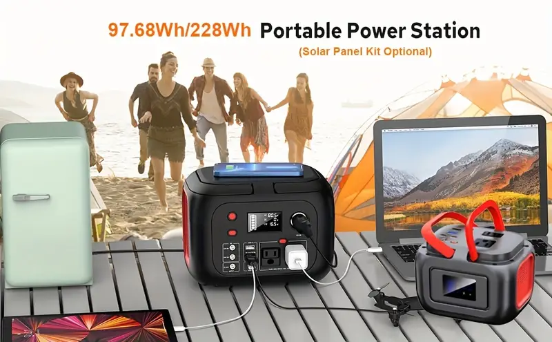 120w 300w portable power station 97 68wh 228wh with ac outlet usb a usb c dual solar panels 40w 60w portable power generators for outdoor camping rv home use emergency backup lithium battery mute ac outlet high quality charger Product details 0