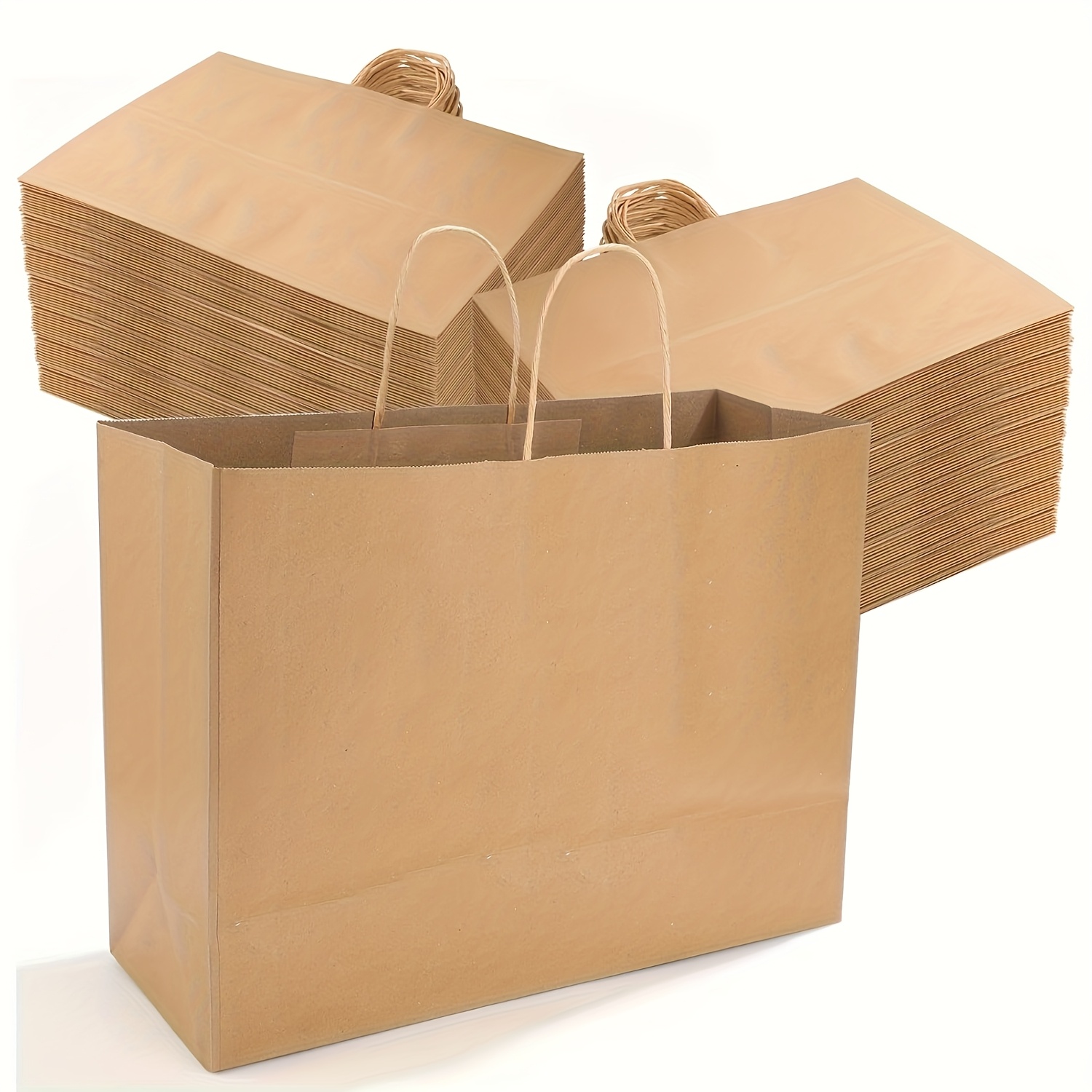 

10pcs Light Brown Paper Shopping Bags With Handles - Customizable, High-quality Tote Bags For Retail And Party Favors - Ideal For Small Businesses, Bags For Small Business