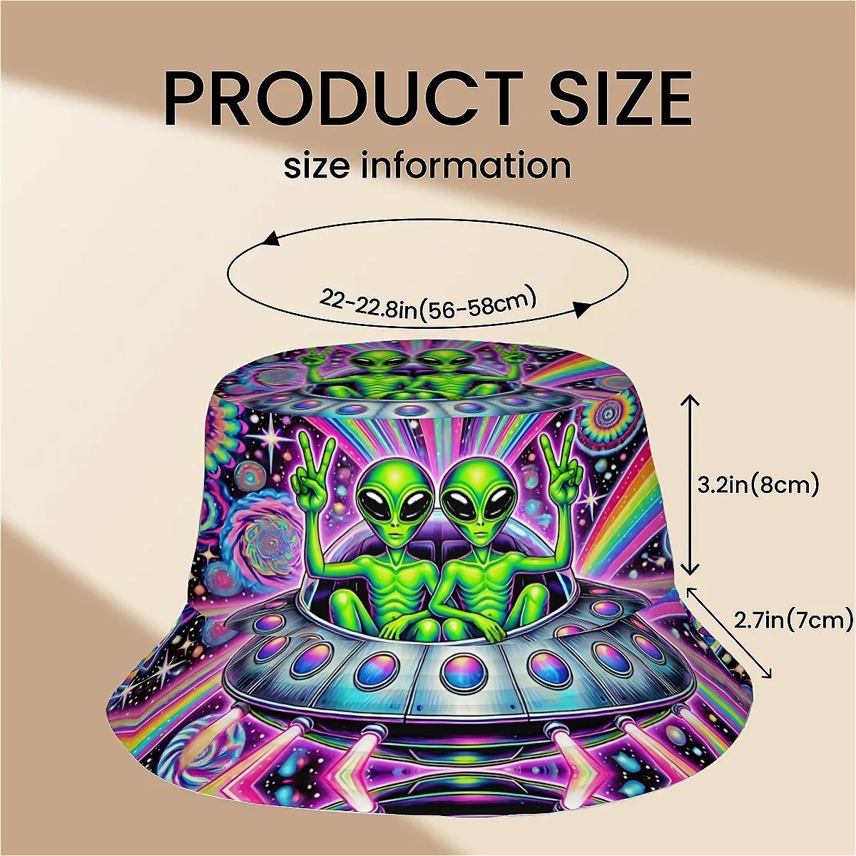 TEMU 1pc Of Retro 80s Ufo Unisex Printed Bucket Hat, A Fashionable Hat With A Character, Perfect For Outdoor Activities Like Vacations, Golf, Beach ,