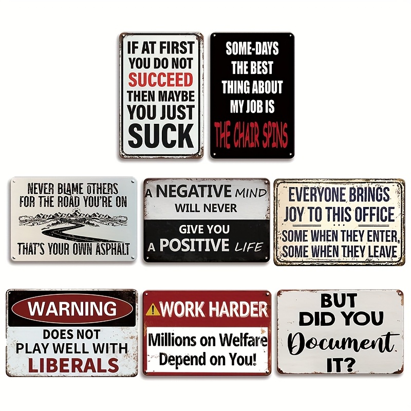 

8pcs Set Of Humorous Metal Tin Signs - & Sarcastic Decor For , , Bar, Pub, , - & Dustproof, 12x8