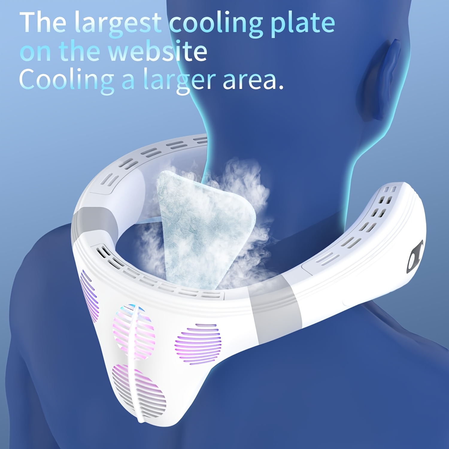 Portable Bladeless Neck Fan with a Cooling Plate, Providing a Refreshing Breeze. Ideal for Outdoor Activities, Travel, And Camping, This Quiet, Rechargeable Air Conditioner Is a Must-Have for Both Men And Women
