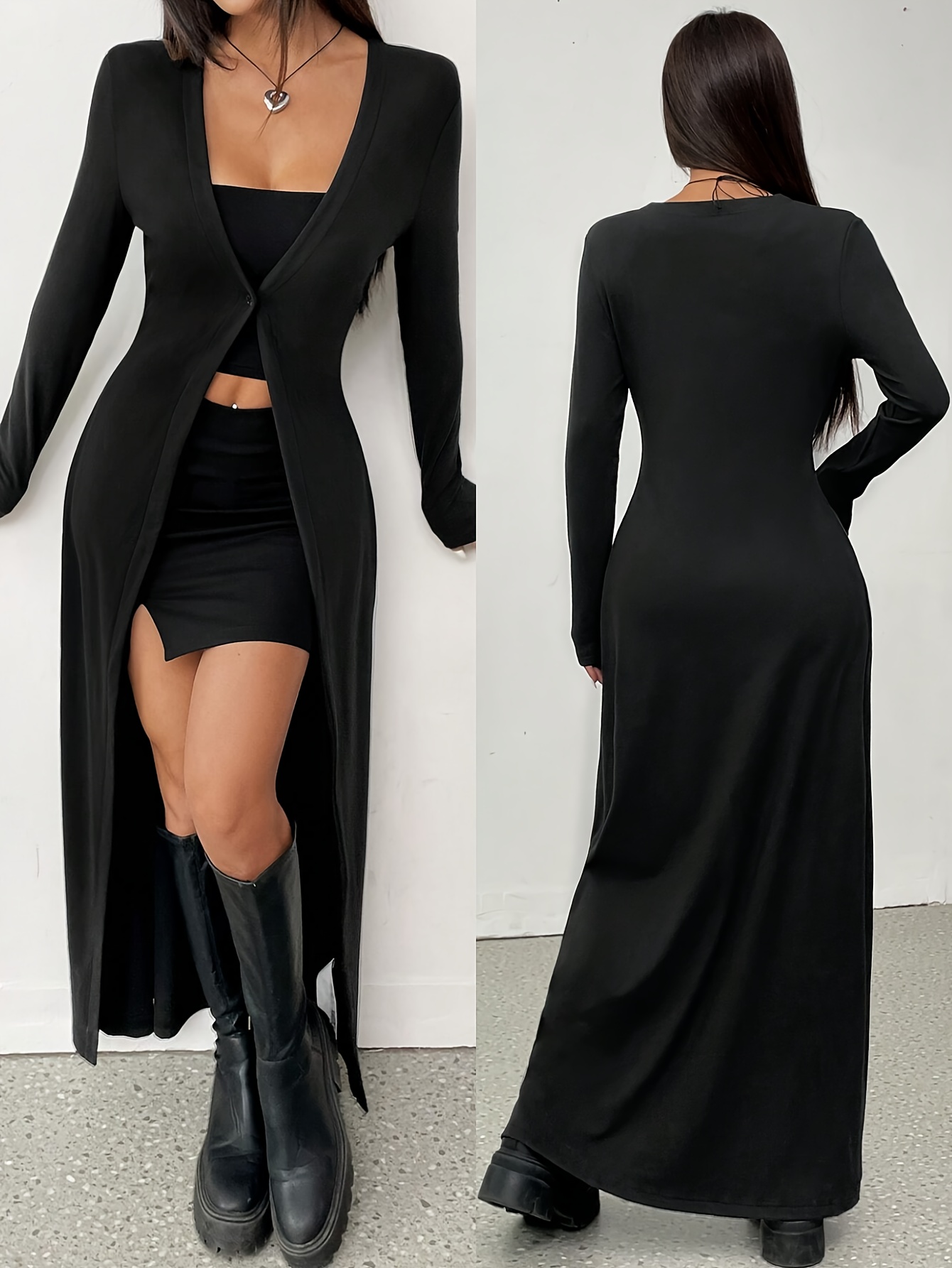 long black coat women sold on Temu United States