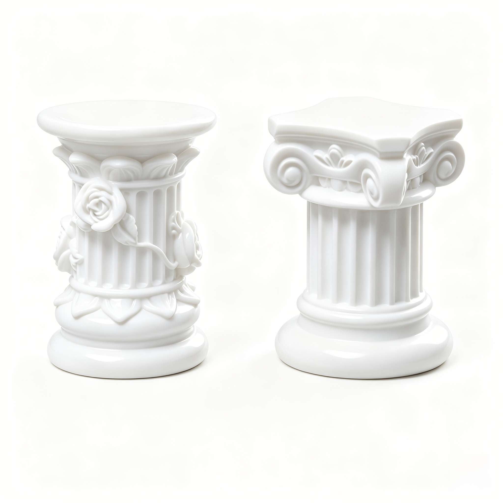 TEMU 2-pack Vintage Roman Column Pedestal Stands, Resin Display Risers For Jewelry Perfume, Aesthetic Cream Ornament Set For Home Coffee Table Shelf