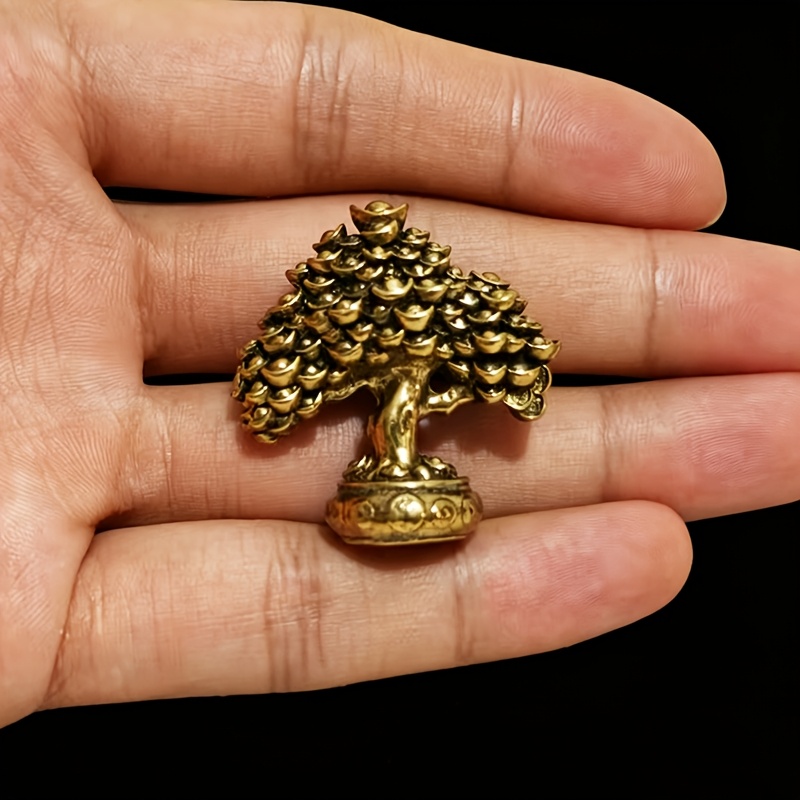 Vintage Golden , Solid Wealth And Treasure Coin Tree, Pet Small Ornament, Handcraft Sculpture Small Statue, Creative Collectible, Best Gift