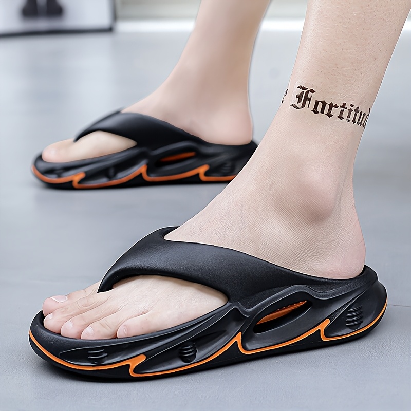 mens and womens fashionable color block thick bottom flip flops comfortable non slip casual durable eva sole toe sandals suitable for mens and womens outdoor activities Product details 1