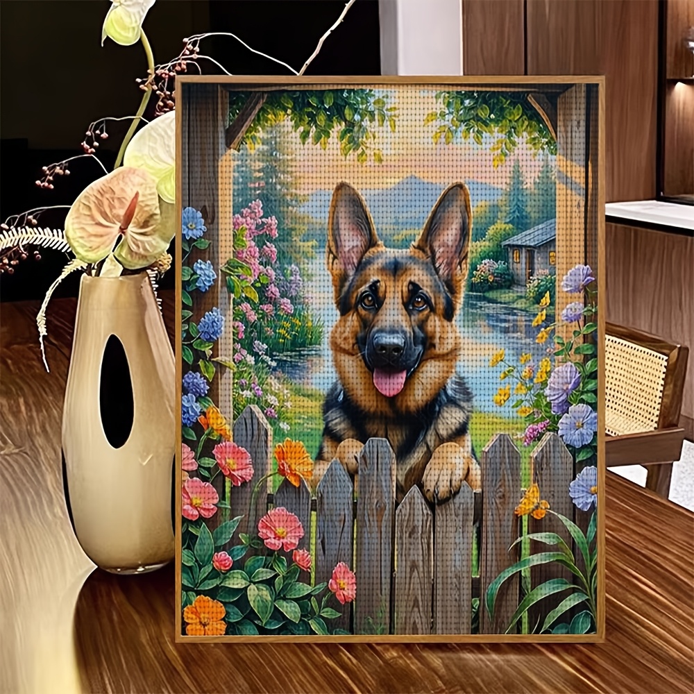 Frameless Cross-Stitch Printed Kit Featuring German Shepherd