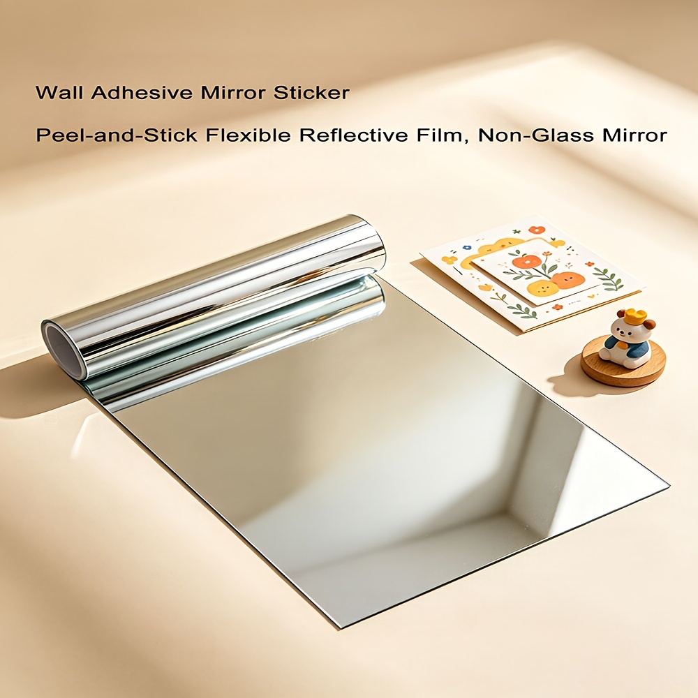 1 roll of self   mirror wall stickers shatterproof and washable suitable for glass tiles cabinet doors and smooth   features a   with a segmented style helping     decor and mirror wall decoration