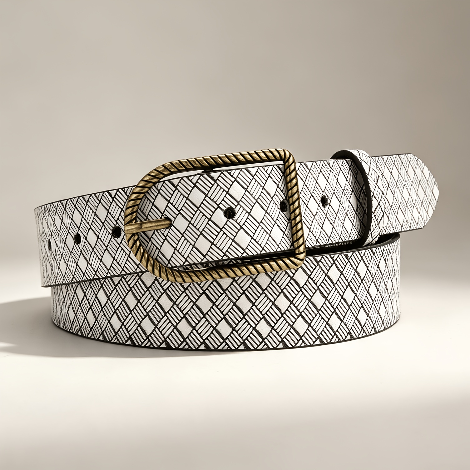 Fashionable Vintage Basic Versatile Embossed Patterned Women's Belt