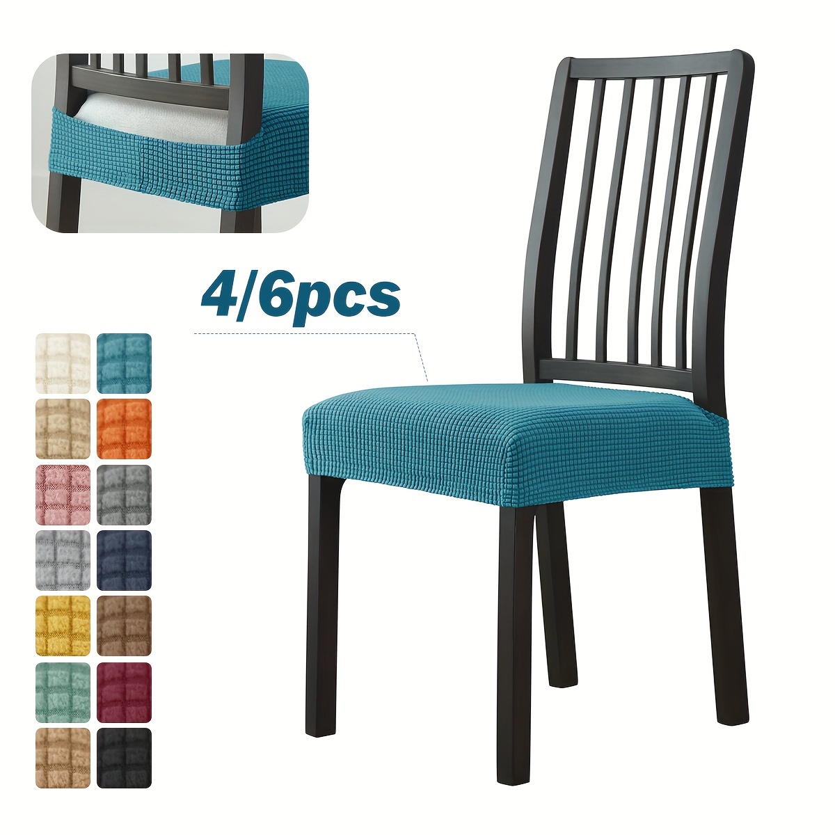imagen del artículo conjunto de 4/6 fundas para sillas de terciopelo con diseño de   de   y reposacabezas elástico para sillas de comedor   e hoteles