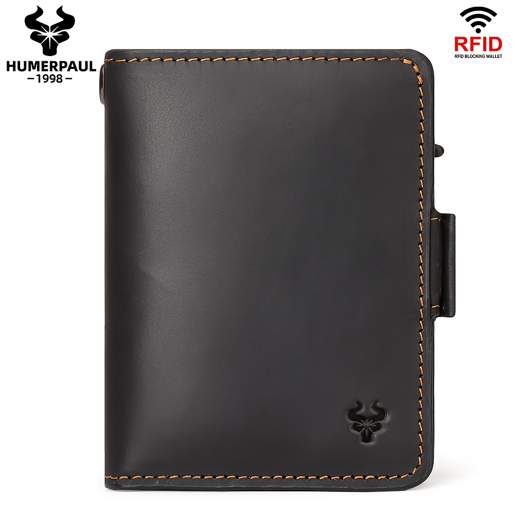 Image of Humerpaul Genuine Leather Men's Credit Card Holder | Large Capacity, Multifunctional, Anti-theft Wallet, Fashion Slim Business Coin Purse, Ideal For Thanksgiving Day, Christmas, Campus Gift