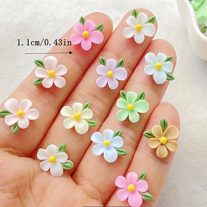 Mixed Resin Mini Flower and Leaf Flat Back Charms Set