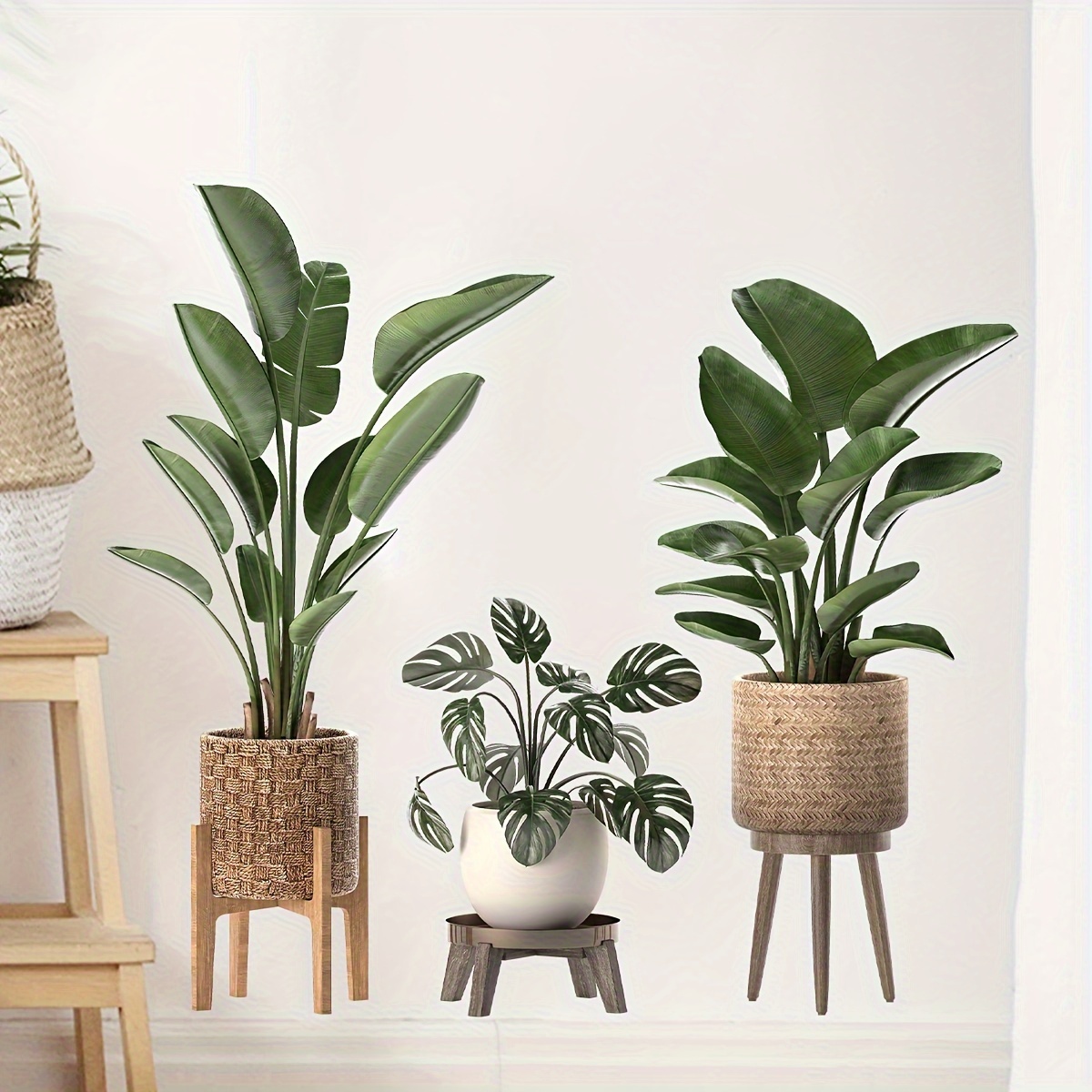 2pcs Watercolor Plant Potted Wall Decals - Self-adhesive, Removable Room Decor Stickers By Brup, Plant Wall Art Decor Stickers