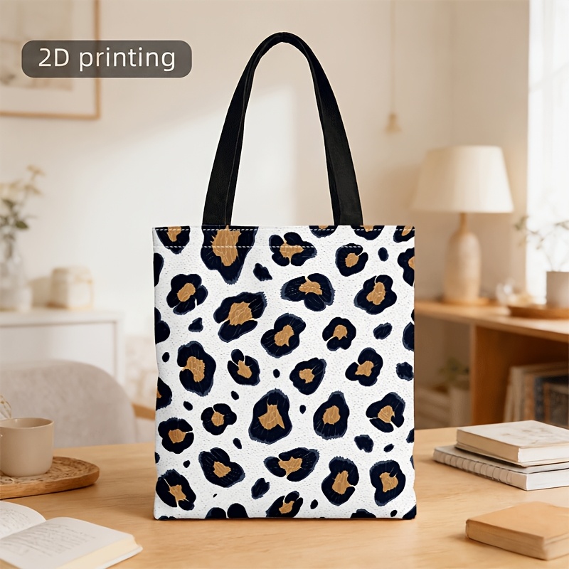 TEMU Men' & Women' 2-in-1 Crossbody & Handbag - Black Print Tote Shoulder Bag, Convertible Carry Suitable For , Daily , Machine Washable, Unisex For