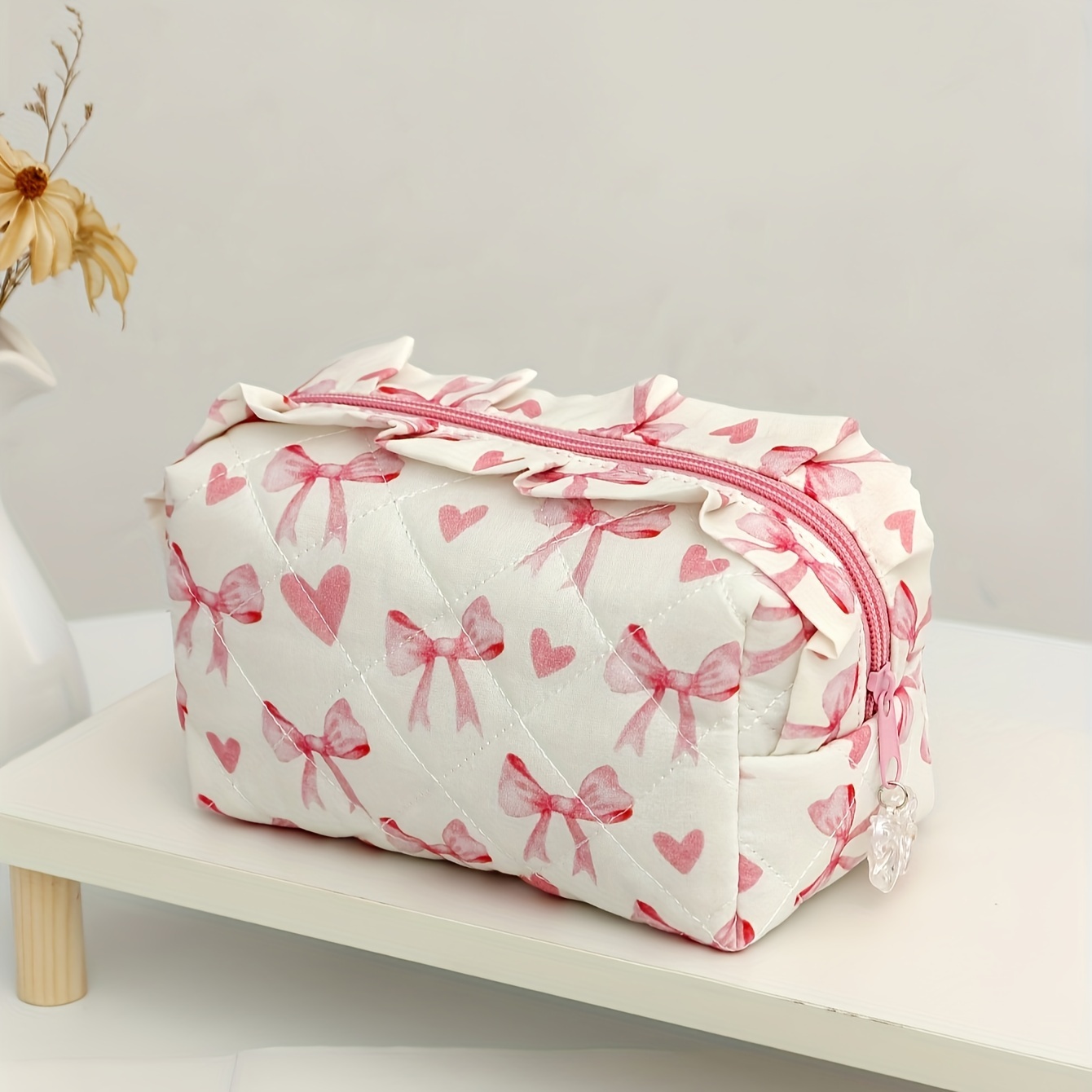 TEMU 1pc Ladies Cosmetic Bag Quilted , Random , Large Pouch For , , , - Christmas