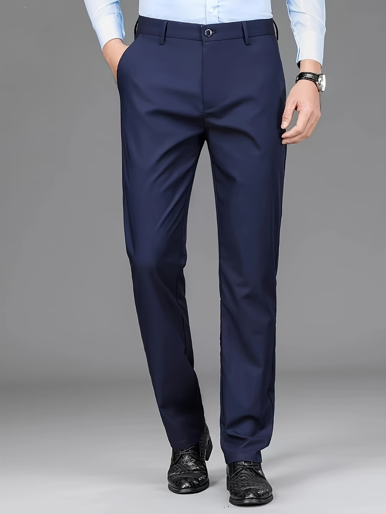 Men's Professional Business Trousers, Stretch, Wrinkle-resistant and Iron-free, Formal & Casual Loose Straight-leg Suit Pants, Versatile for Office Workers, Ideal Gift for Work Wear