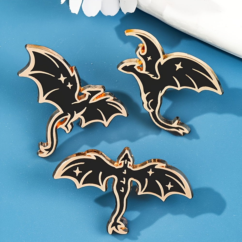 TEMU 3pcs/set Flying Dragon Enamel Pin Fashion Decorative Badge Ornaments Lapel Bag Badges Gifts