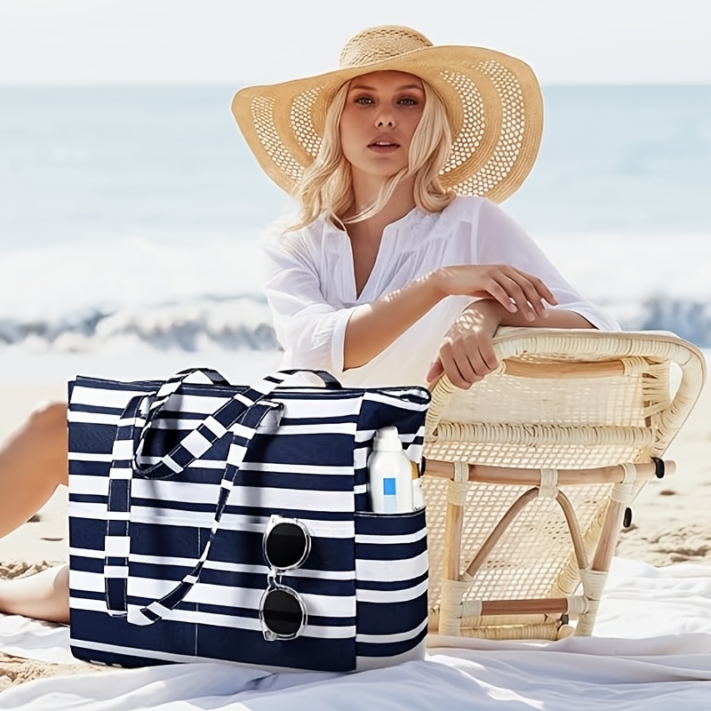 beach bag women large tote bag zipper tote bag Temu Canada