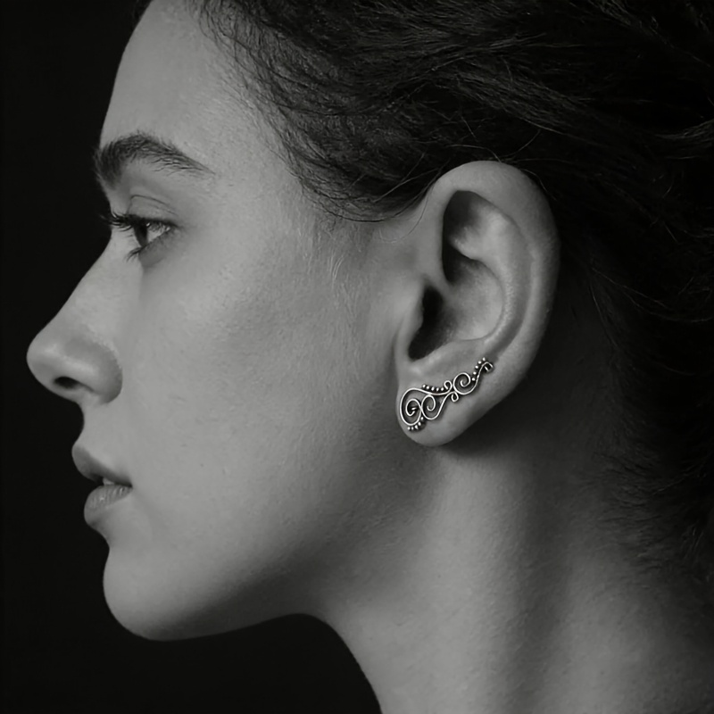 Retro Scroll Pattern Earrings, Unique Gift