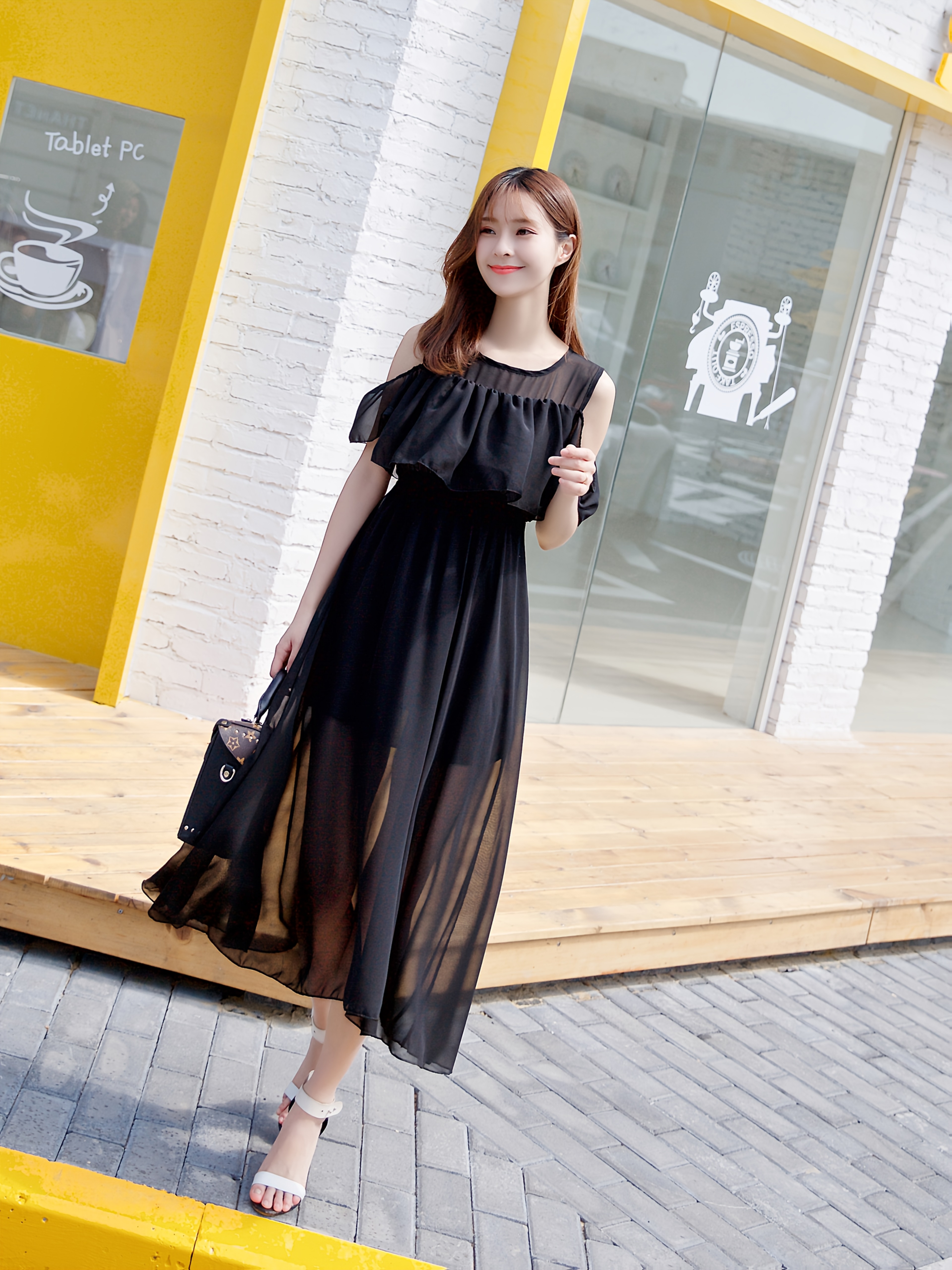summer korean style womens chiffon dress sweet fairy