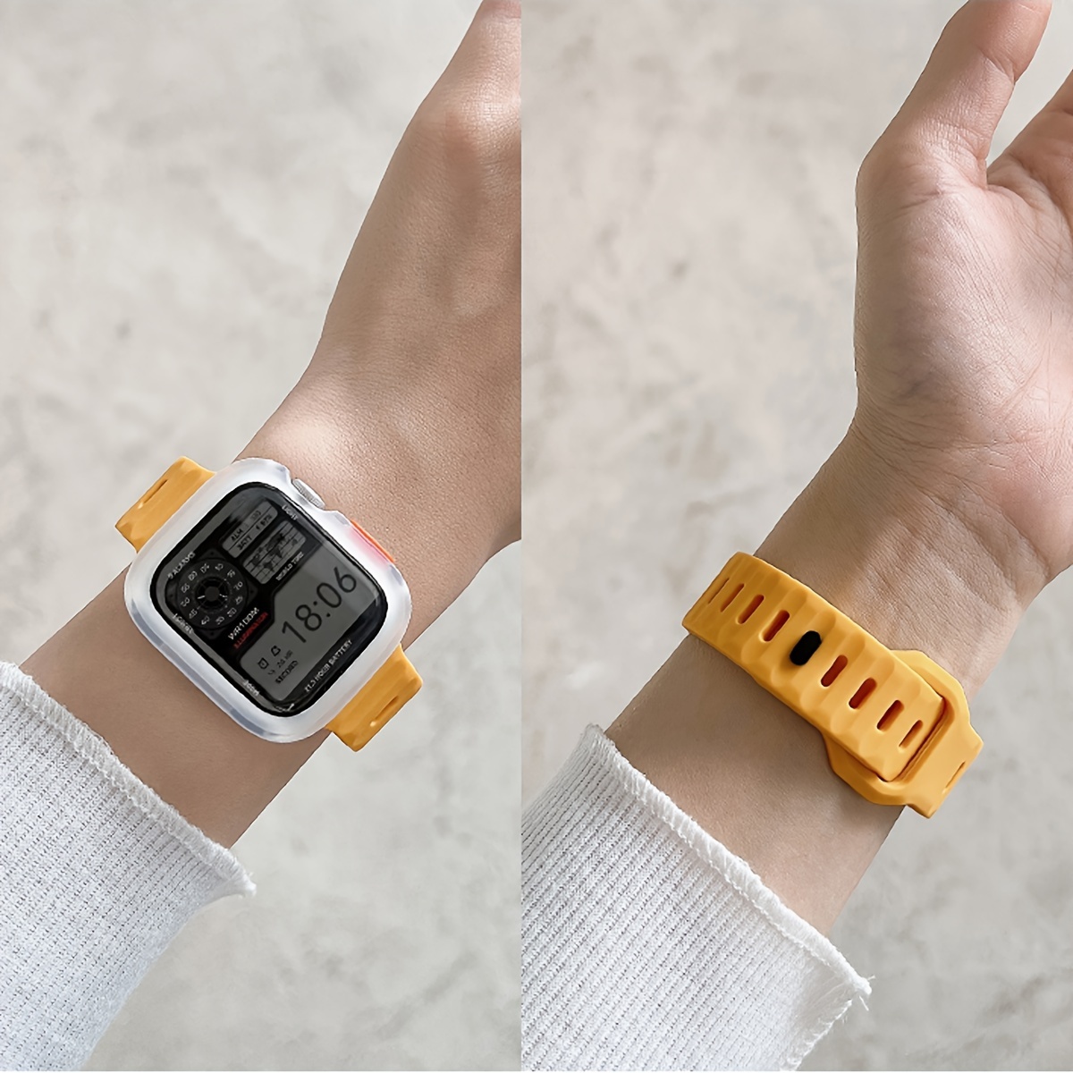 2pcs for Apple Watch Band & Case Combo - Adjustable Silicone Sport Strap with Hollow-Out Soft Protective Cover, Breathable Comfort Fit for Series 1-11/Ultra/SE, 38-49mm, Compatible with 40/41/42/44/45/46/49mm, Durable Protective Case Accessories