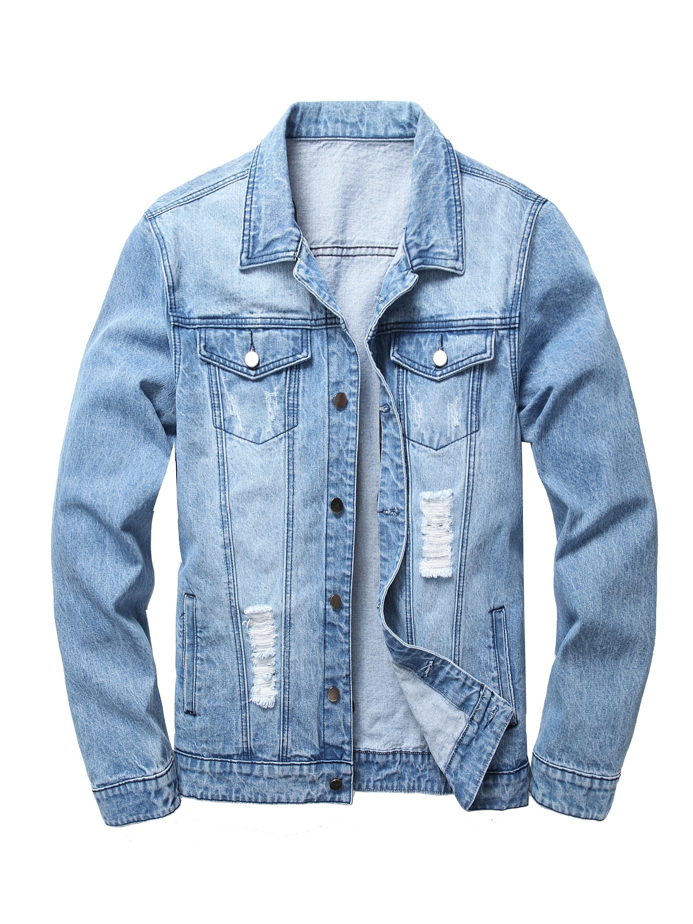  デニムジャケット casual grunge style jeans jacket men light blue 2071 6 men's - Temu