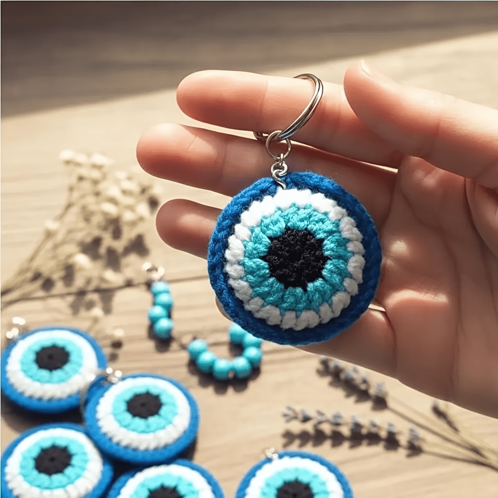TEMU 1 pièce Breloque Œil Bleu du Œil, Charme de Sac Crocheté à , Porte-clés, Cadeau d'Anniversaire, Cadeau de Fête