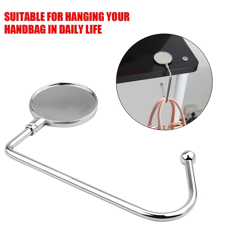 

1pc Purse Hook Hanger, Metal Hook Long Handbag Hanger For Table Desk, Portable Bag Holder Under Counter Handbags Hook