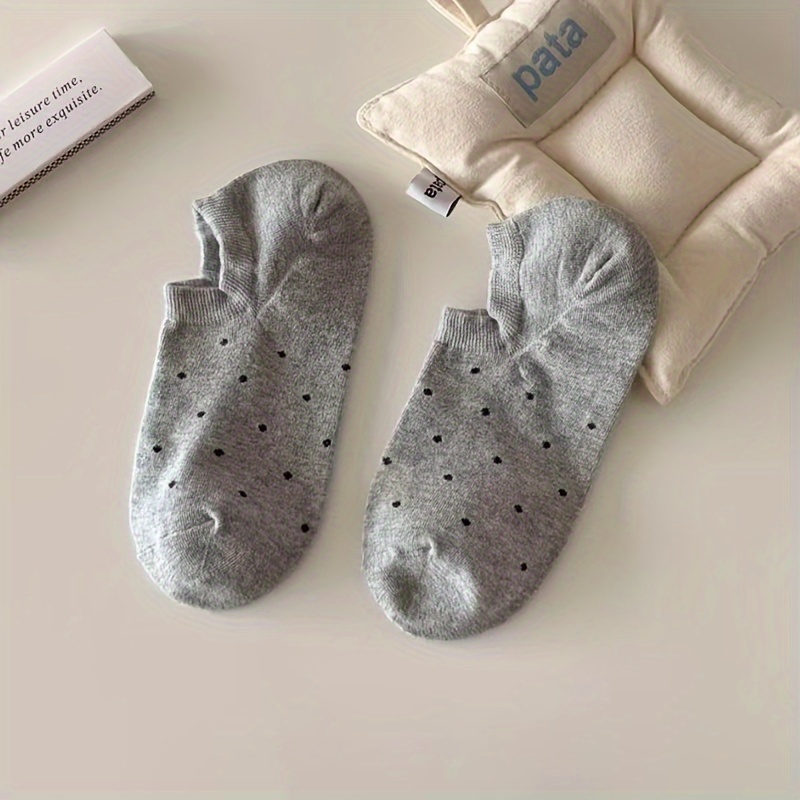 4 Pairs Polka Dot Print Socks, Casual & Simple Low Cut Invisible Boat Socks, Women's Stockings & Hosiery