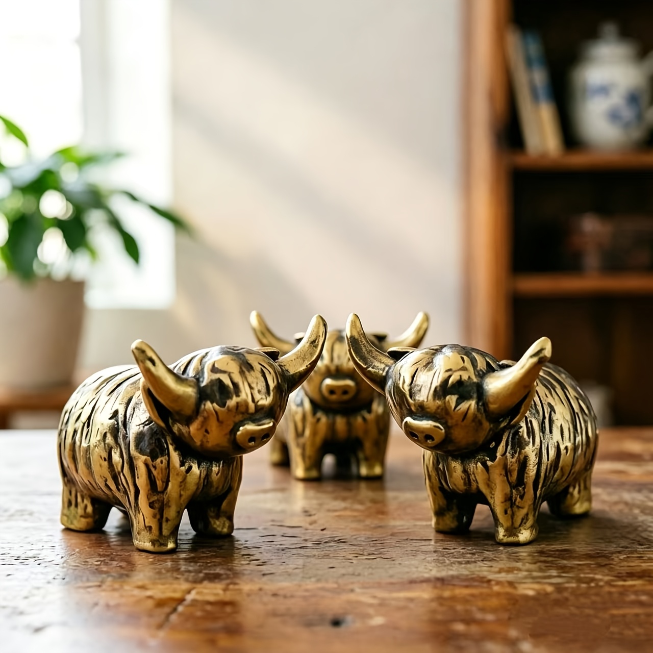 TEMU 3pcs Mini Consumption Cow Highland Cow Mini Figurine Desktop Decoration Ornament Garden Ornament Office Home Decoration