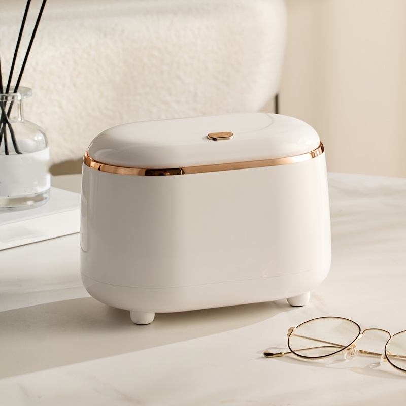 E-shop 1 Stück Leichter Luxus Druck-Typ Schreibtischmülleimer, Haushalts-Couchtisch-Aufbewahrungsbox mit Deckel, Ovaler Organizer mit Abdeckung,
