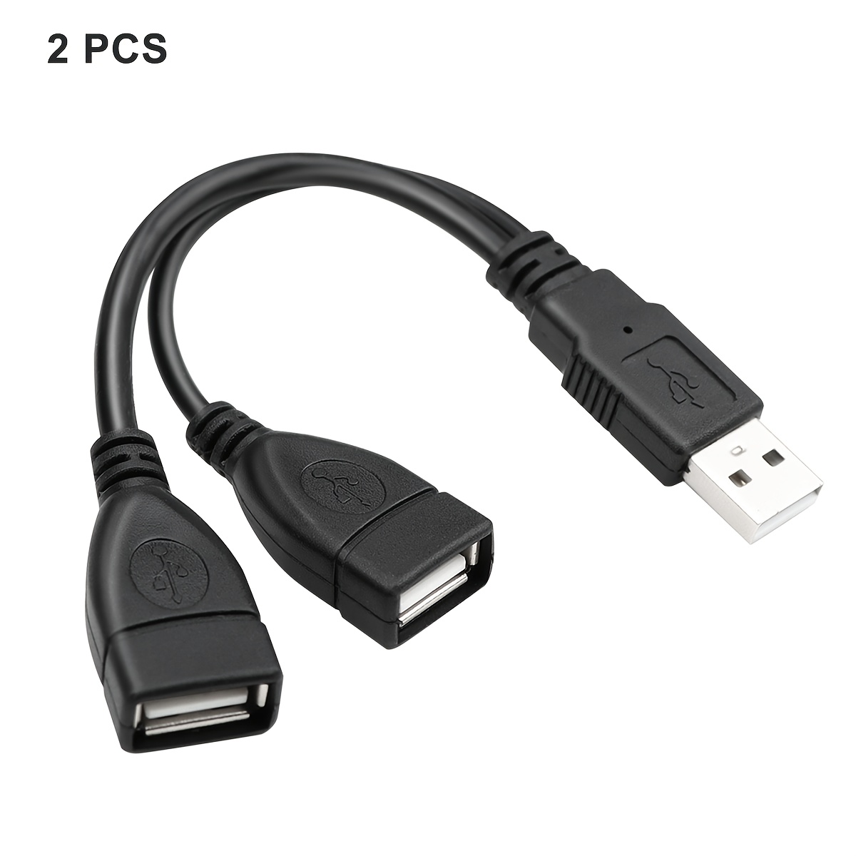 Image of I-zclive Usb 2.0 Cable, 2-pack Usb Male To Female Cable, Usb Charger Cable, Usb A 2.0 Male To Dual Usb Female Jack Y Splitter Charging Cable For Laptop, Car, Data Transmission, Charging Etc.