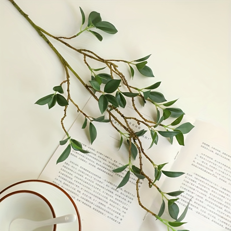 E-shop 4er-Set künstliche Magnolienblätter mit Handgefühl - Dekorative Pflanzenblätter, künstliche Zweige und Blätter für die Heimdekoration,
